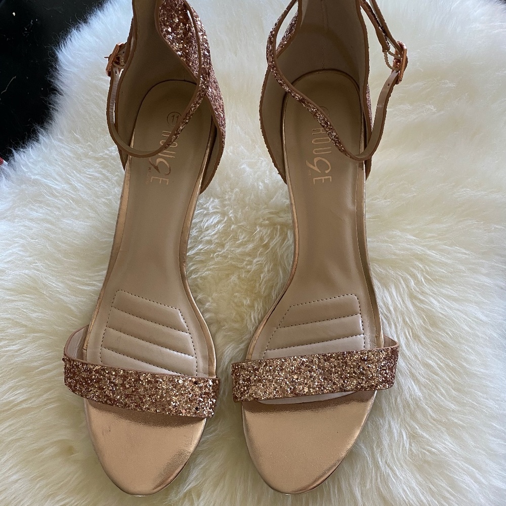 Rouge Rose Gold Glitter Heels size 11